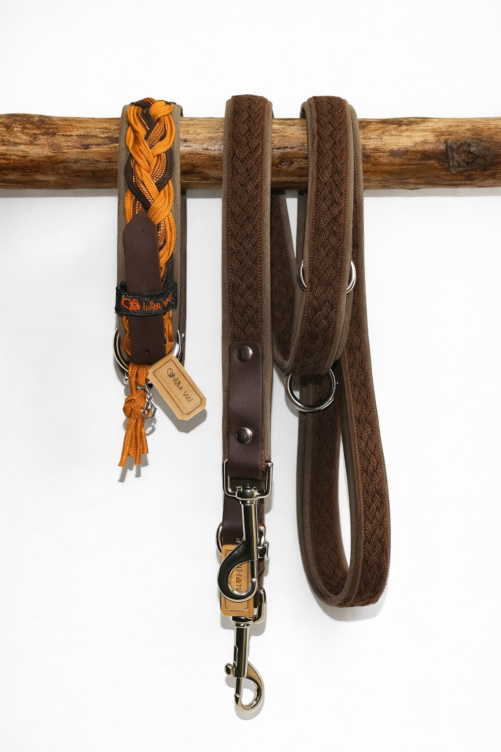 Paracordhalsband gepolstert in Cognac verstellbar