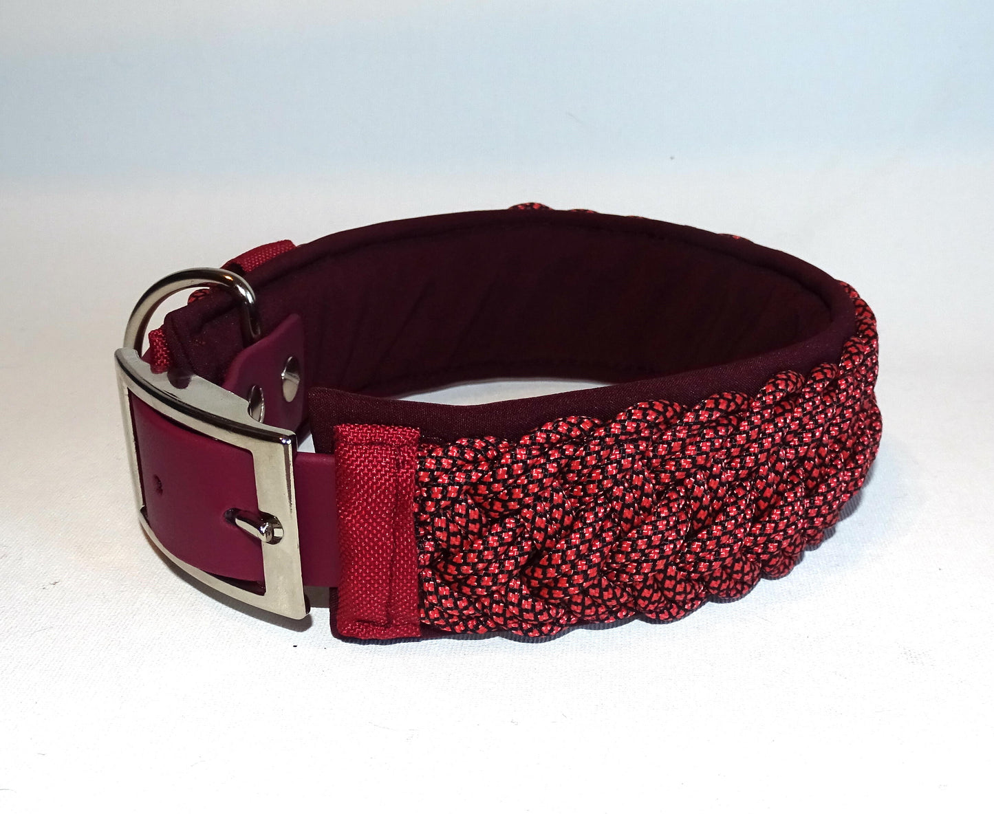 Paracordhalsband Softshell gepolstert Bordeaux verstellbar
