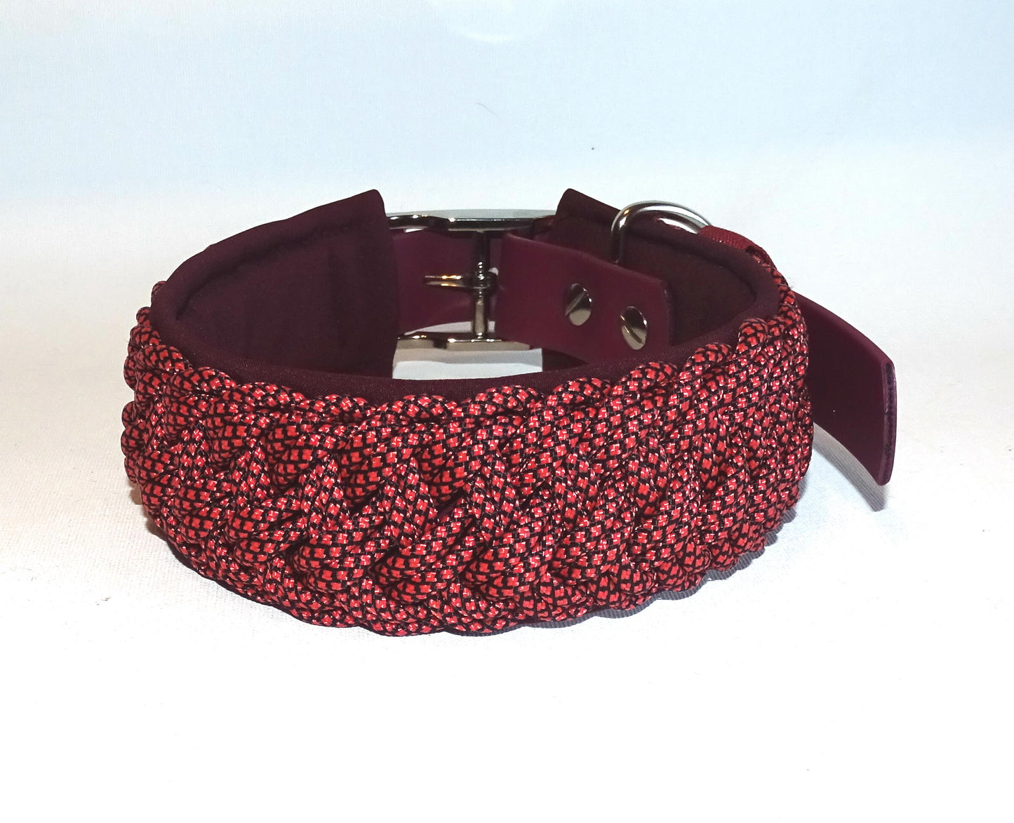 Paracordhalsband Softshell gepolstert Bordeaux verstellbar