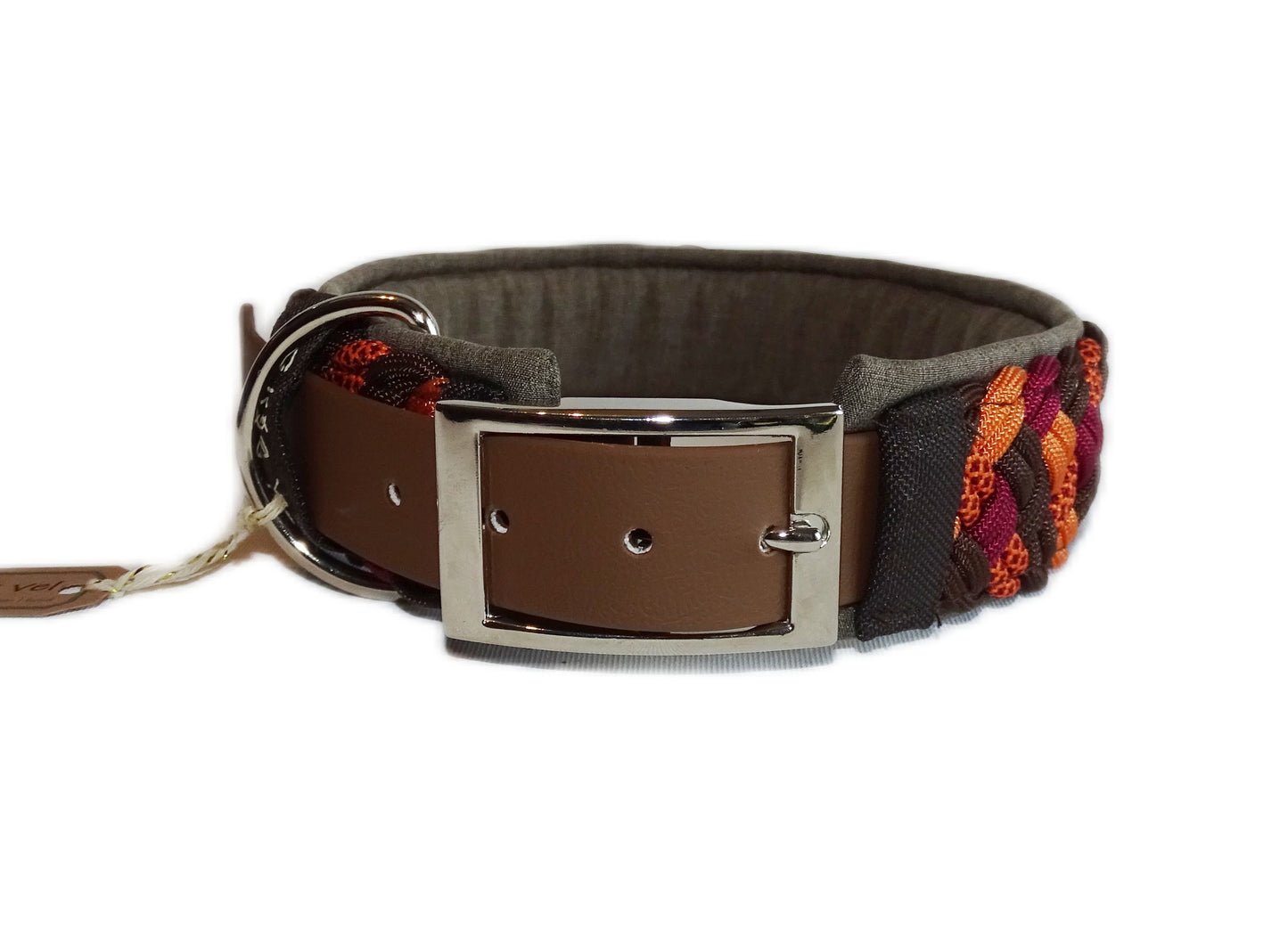 Paracordhalsband gepolstert Orange-Braun verstellbar