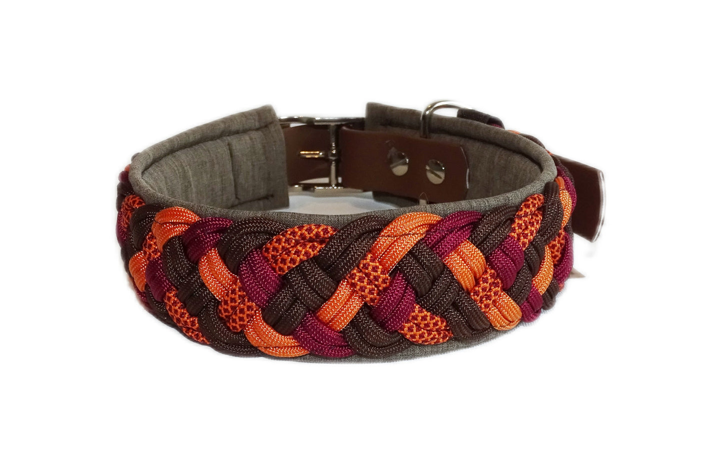 Paracordhalsband gepolstert Orange-Braun verstellbar