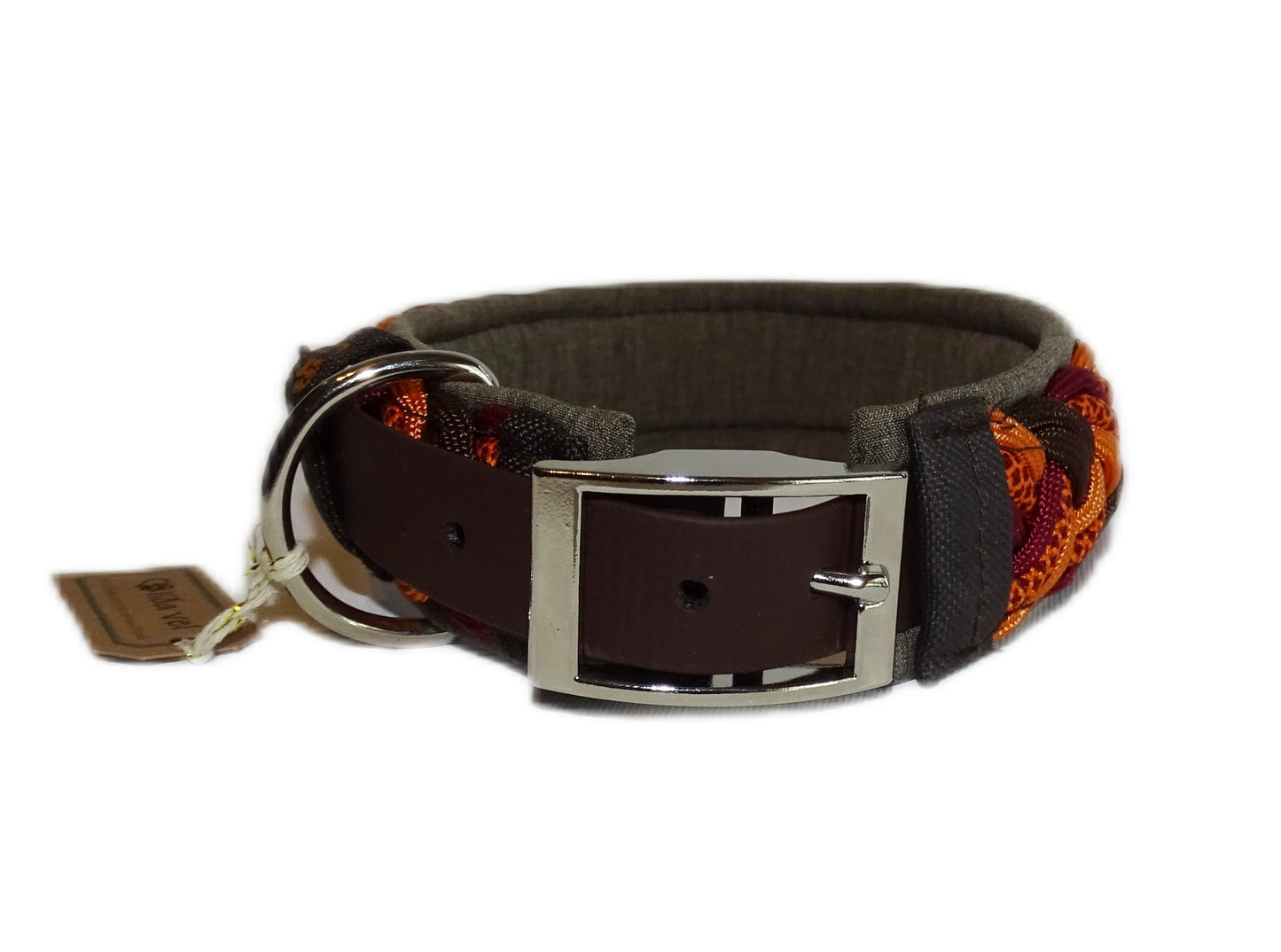 Paracordhalsband gepolstert Orange-Braun