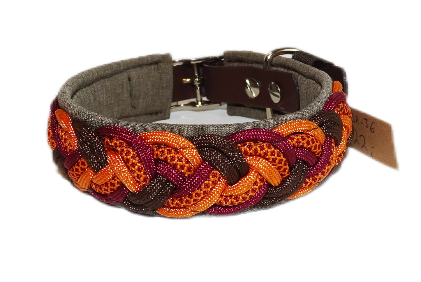 Paracordhalsband gepolstert Orange-Braun