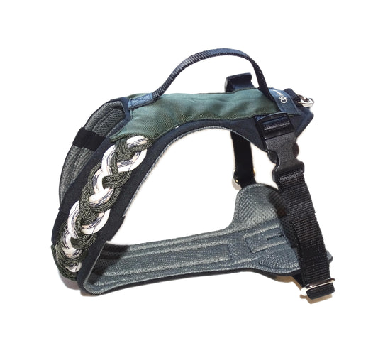 Gepolstertes Hundegeschirr Olive, personalisierbar