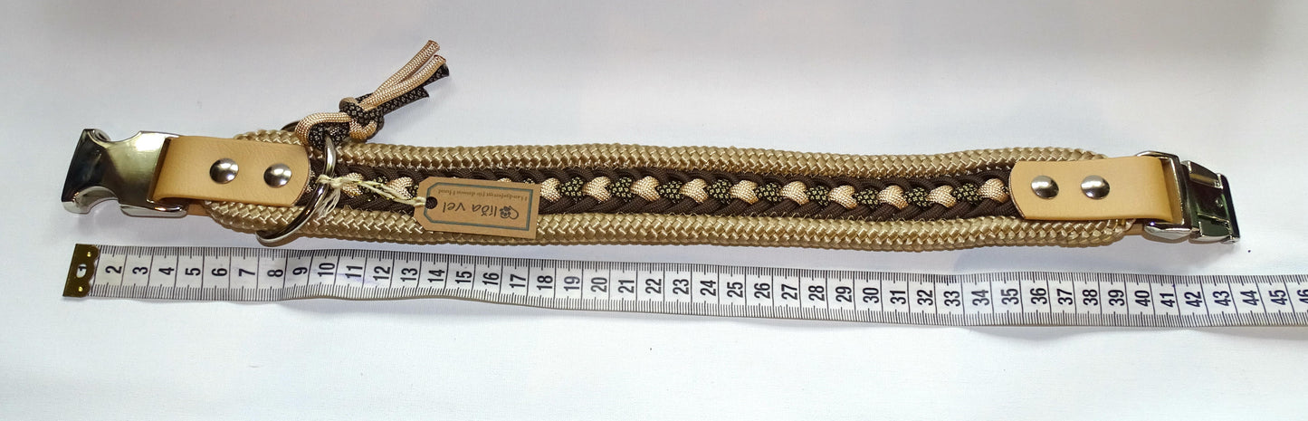 Breites Hundehalsband Beige Halsumpfang 37 cm