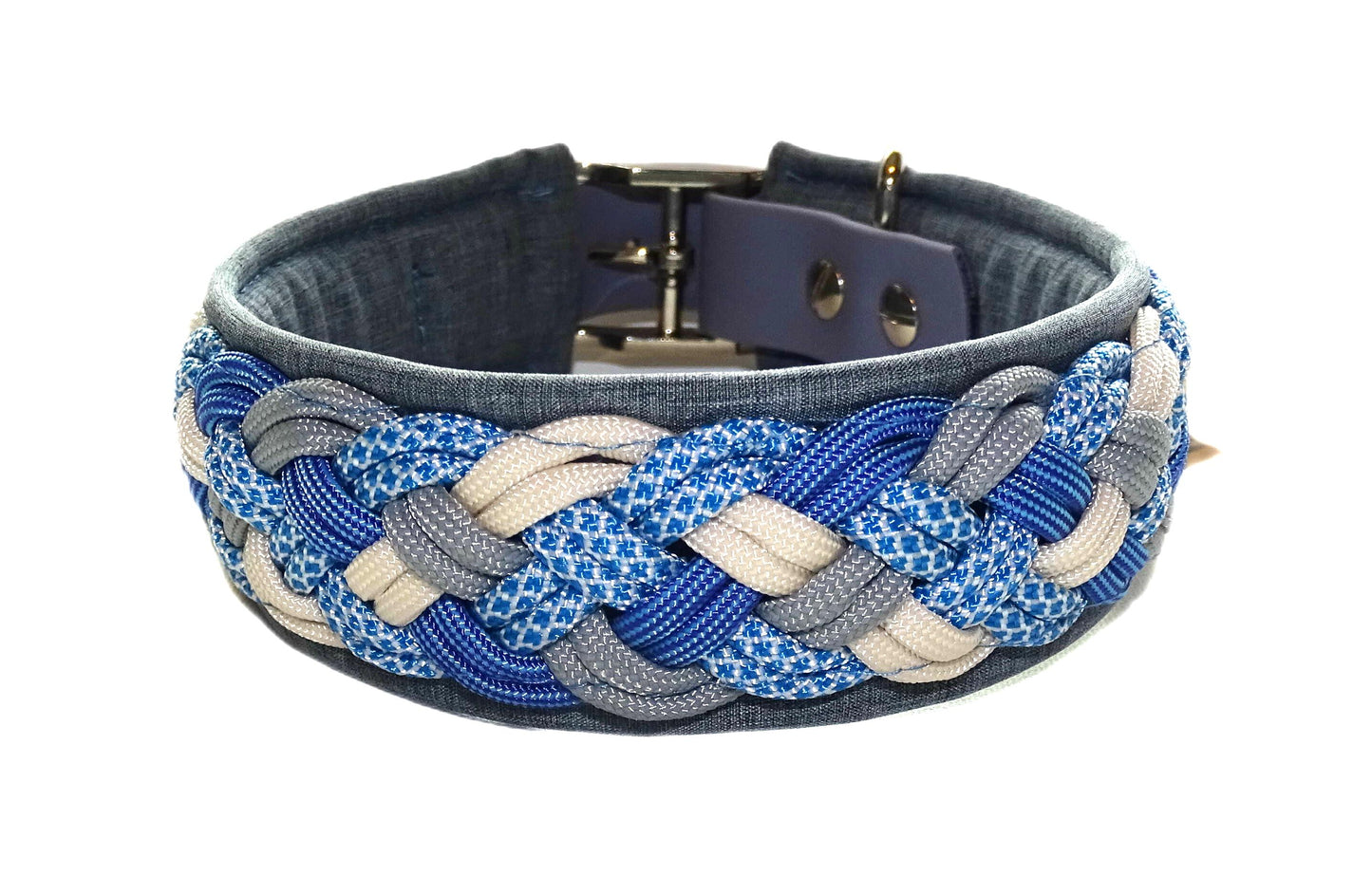 Paracordhalsband gepolstert Blau-Grau