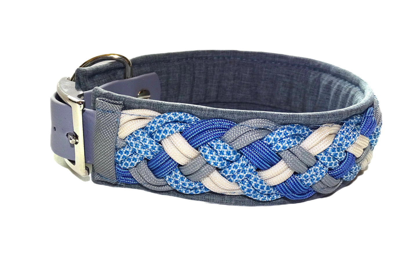 Paracordhalsband gepolstert Blau-Grau