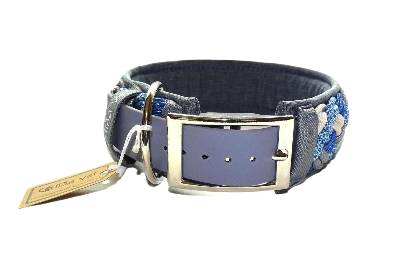 Paracordhalsband gepolstert Blau-Grau