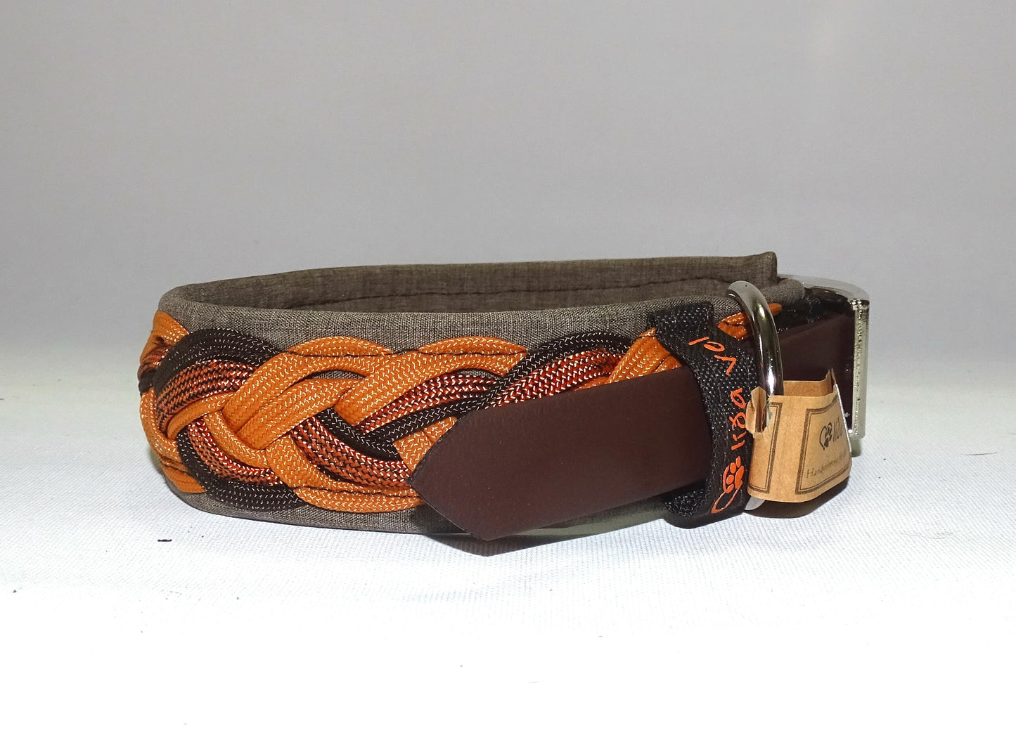 Paracordhalsband gepolstert Cognac