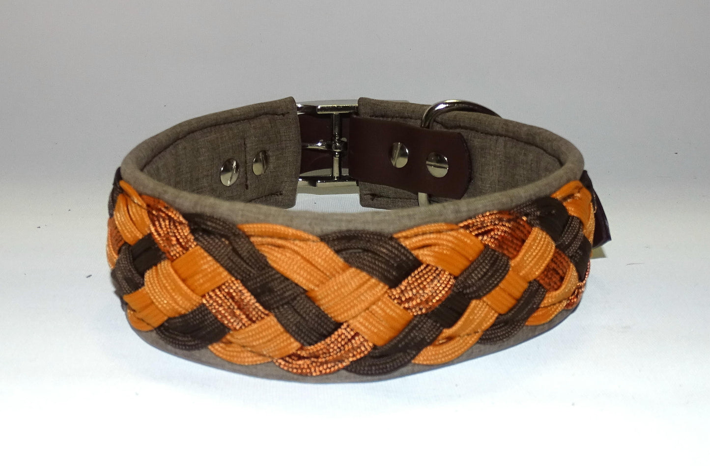 Paracordhalsband gepolstert Cognac verstellbar
