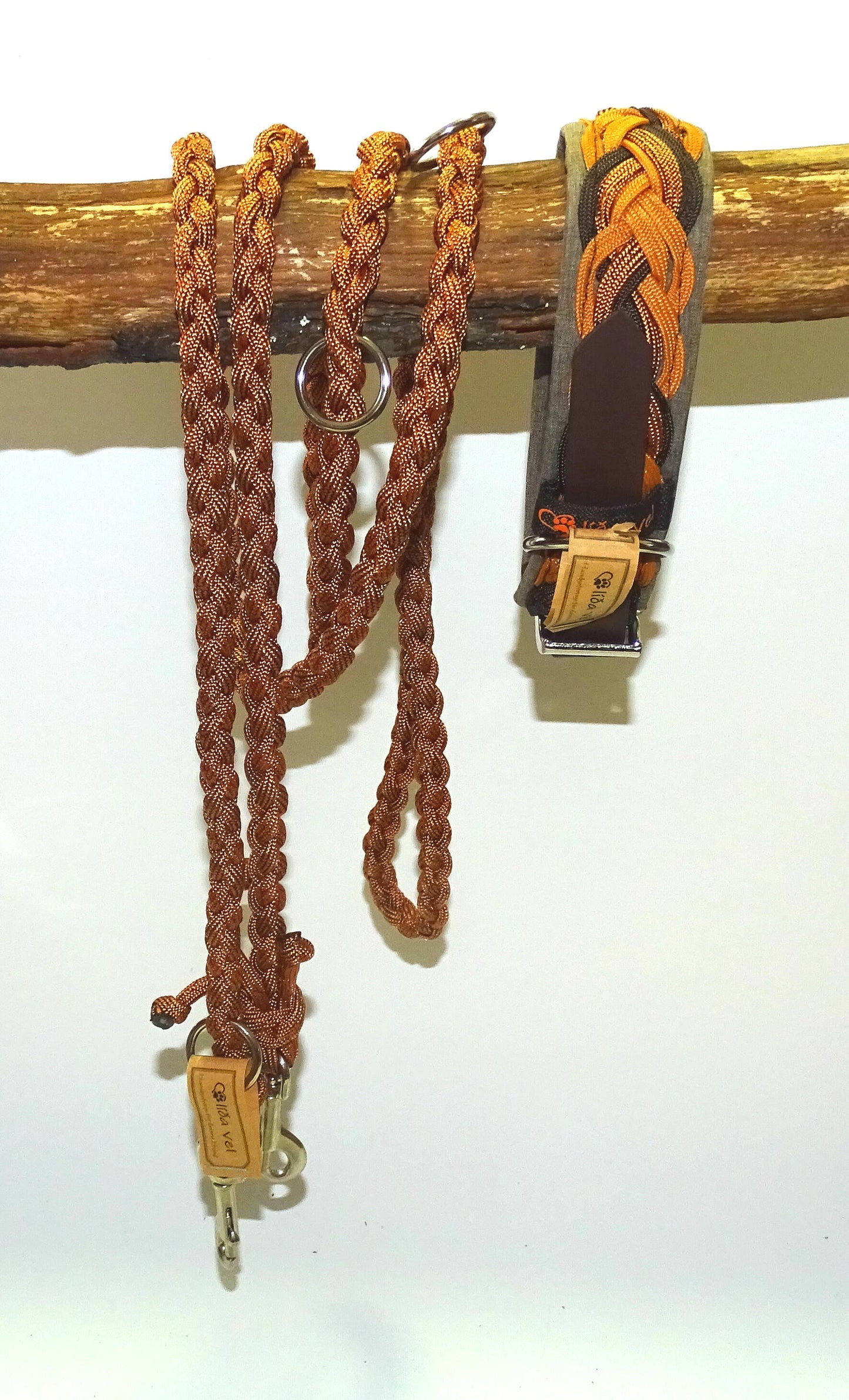 Paracordhalsband gepolstert Cognac