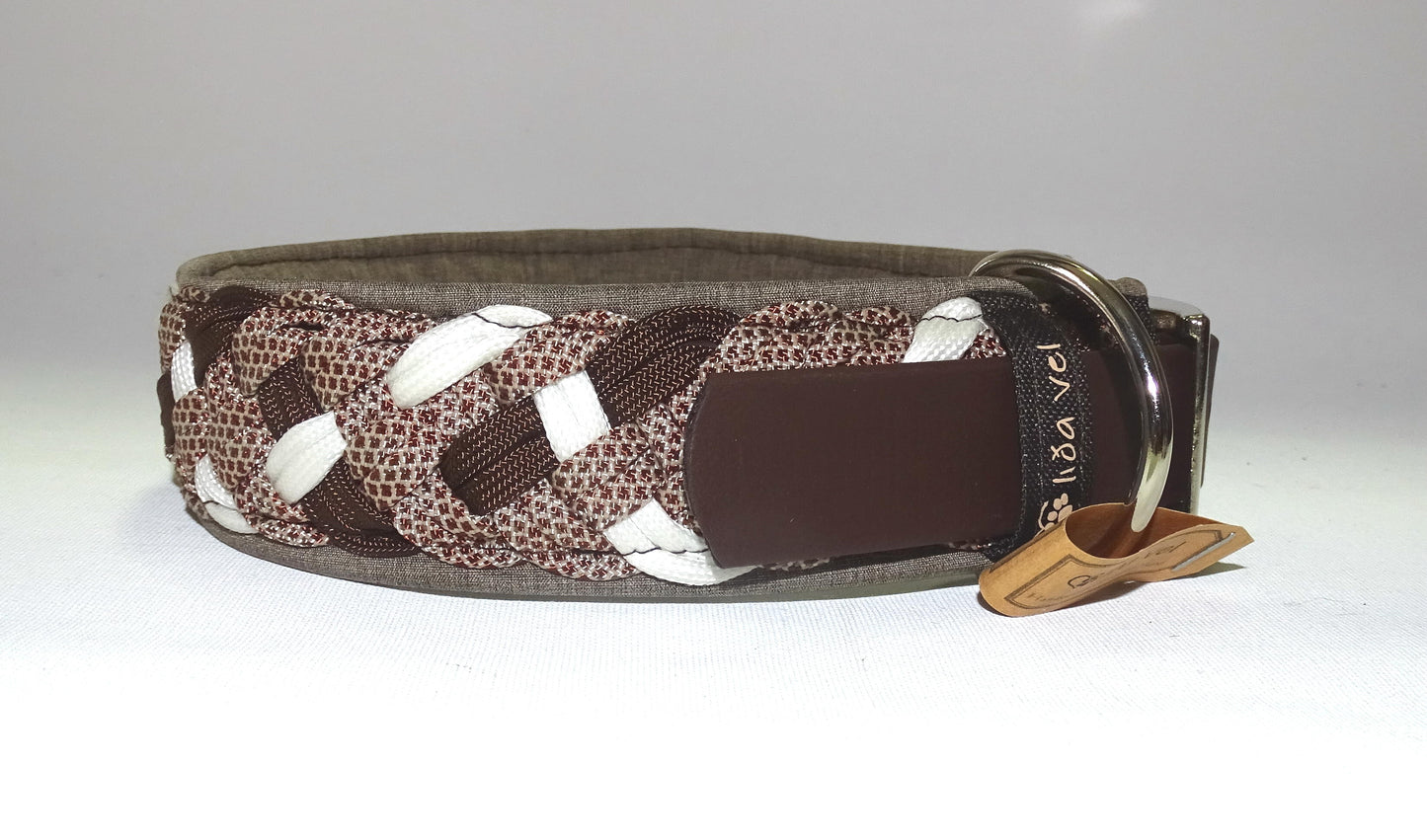 Paracordhalsband gepolstert Braun verstellbar