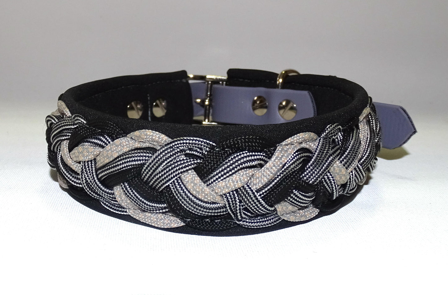 Paracordhalsband gepolstert Grau / Schwarz