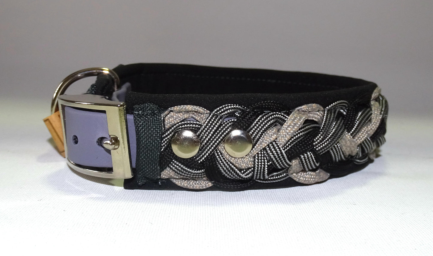 Paracordhalsband gepolstert Grau / Schwarz