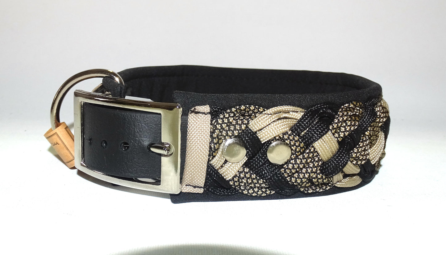 Paracordhalsband gepolstert Schwarz / Braun verstellbar