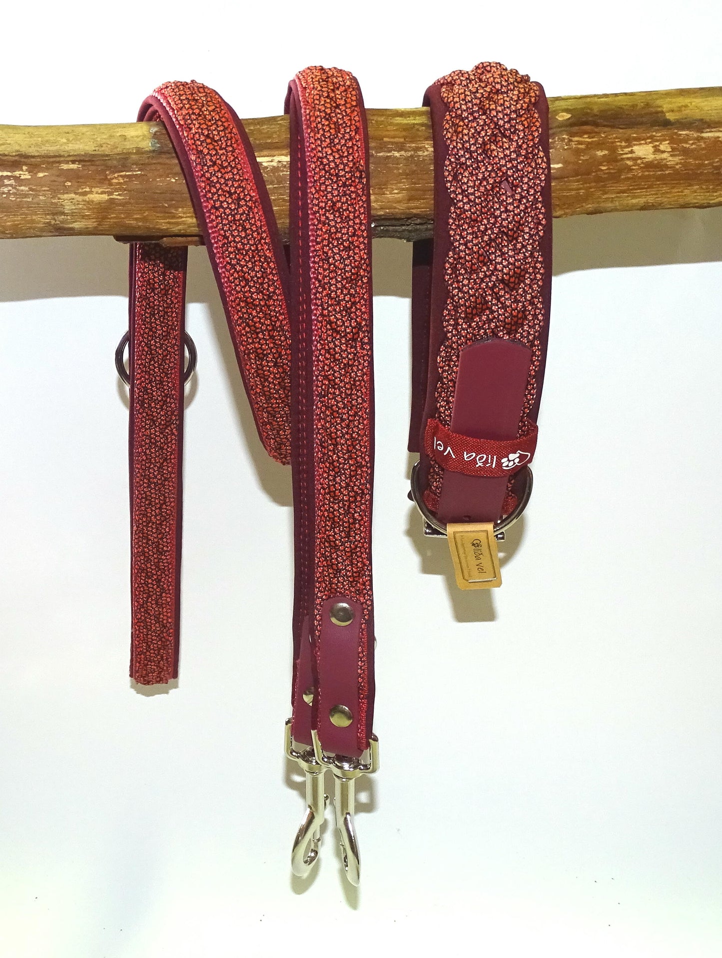 Paracordhalsband Softshell gepolstert Bordeaux verstellbar