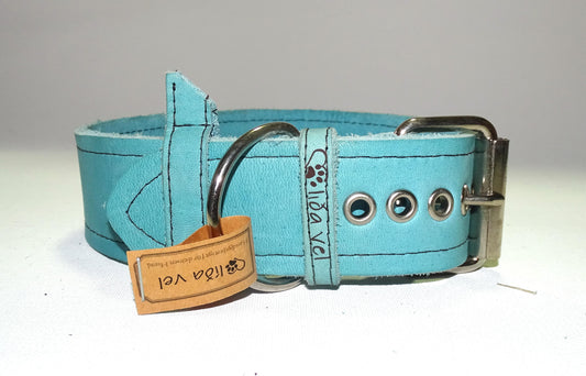 Fettlederhalsband Ice Blau