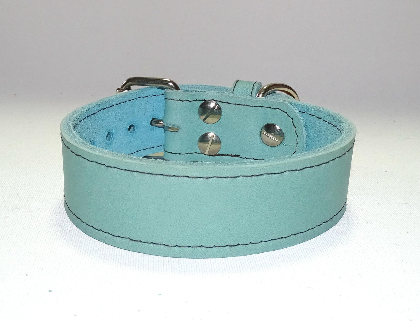 Fettlederhalsband Ice Blau