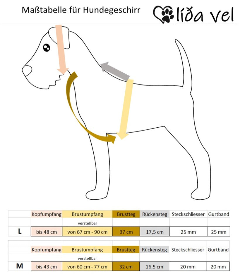 Einzelstück Gr. L + M Hunde Geschirr Jeans Blumen