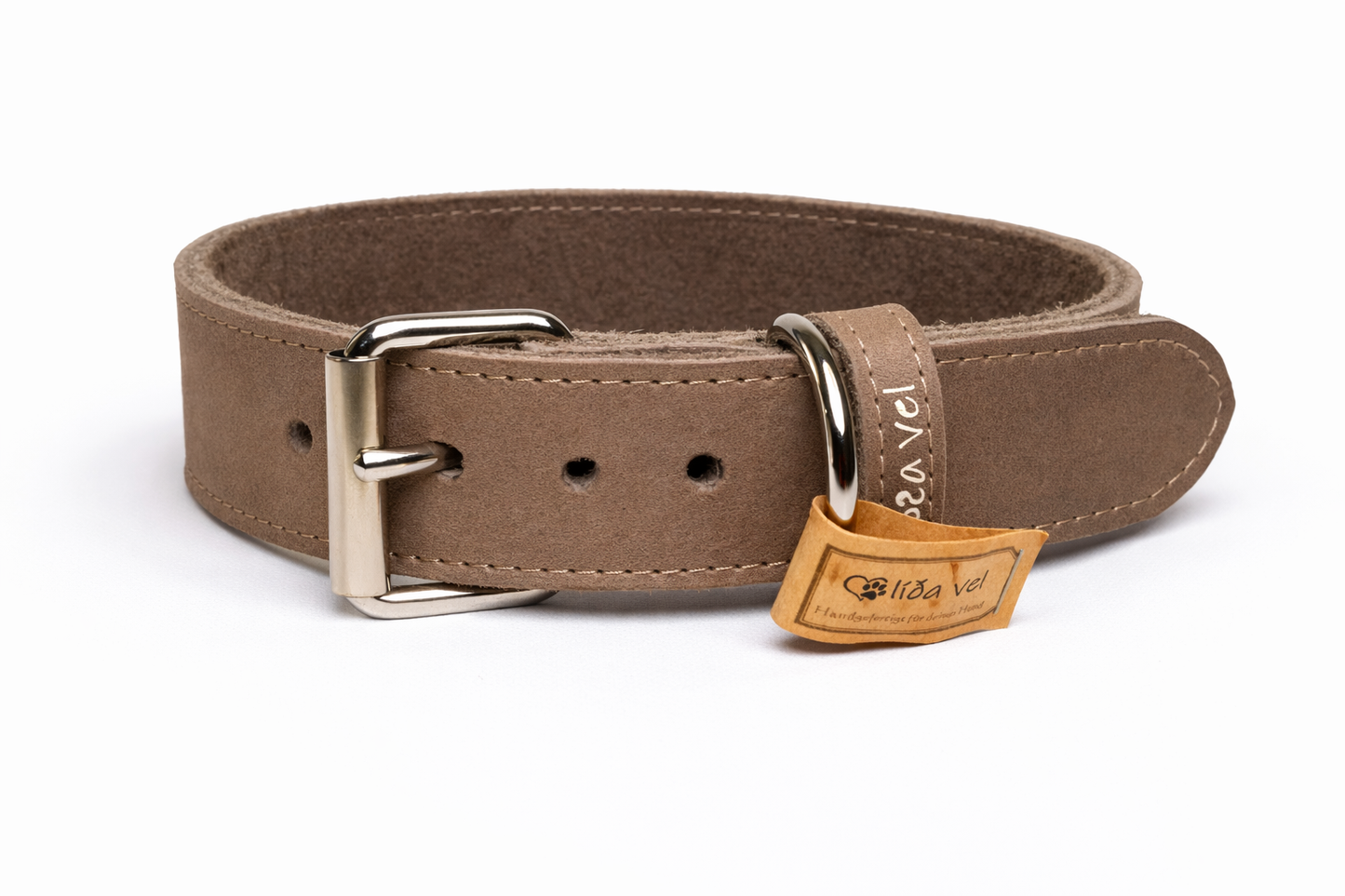 Fettlederhalsband Taupe