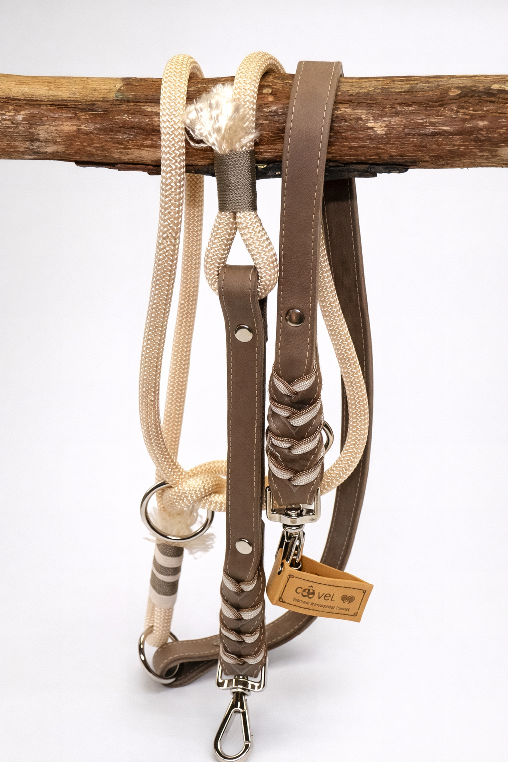 Fettlederhalsband Taupe