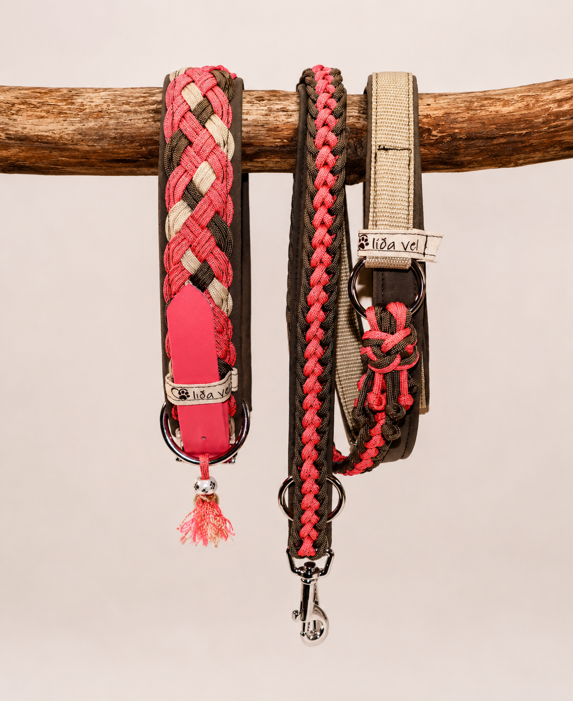 Paracordhalsband gepolstert in coralle verstellbar