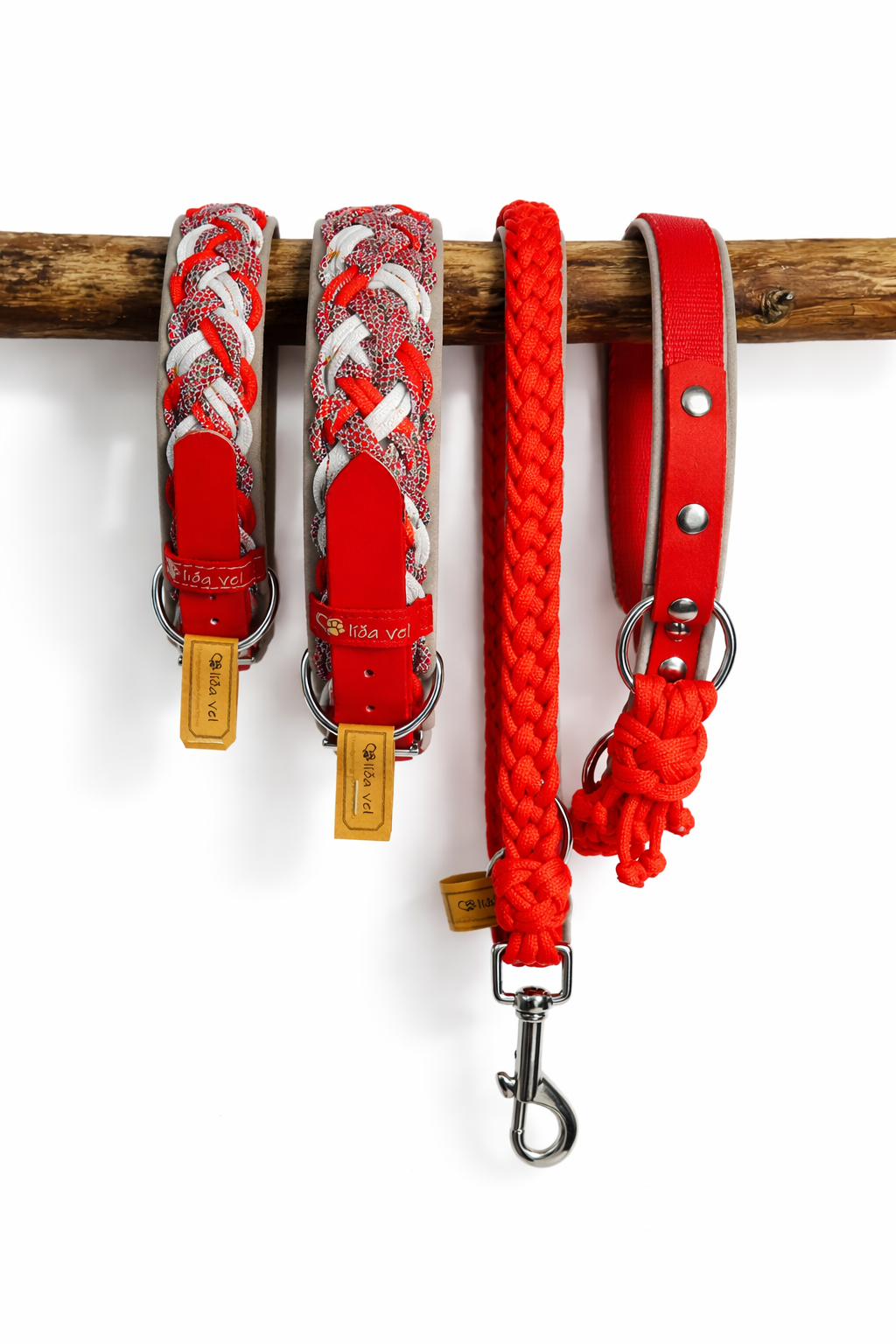 Paracordhalsband gepolstert in rot verstellbar