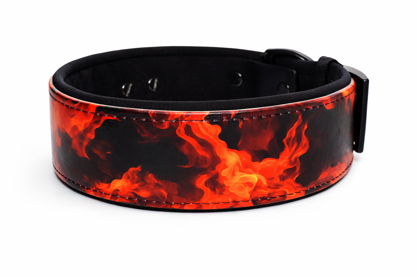 Alva gepolstertes Biothane Halsband Flammen verstellbar