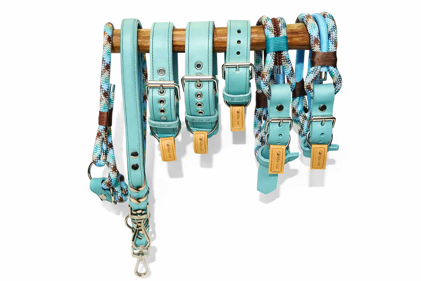 Fettlederhalsband Ice Blau