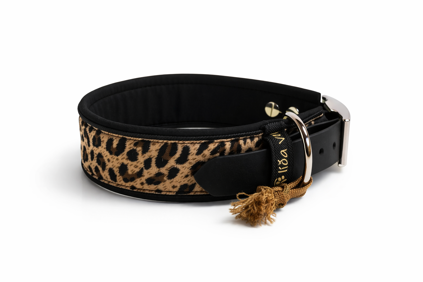 Hundehalsband gepolstert in Leo Print verstellbar