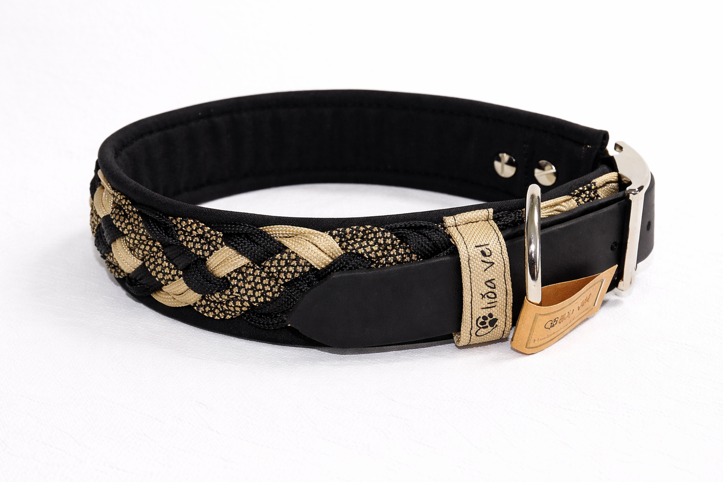 Paracordhalsband gepolstert in schwarz verstellbar