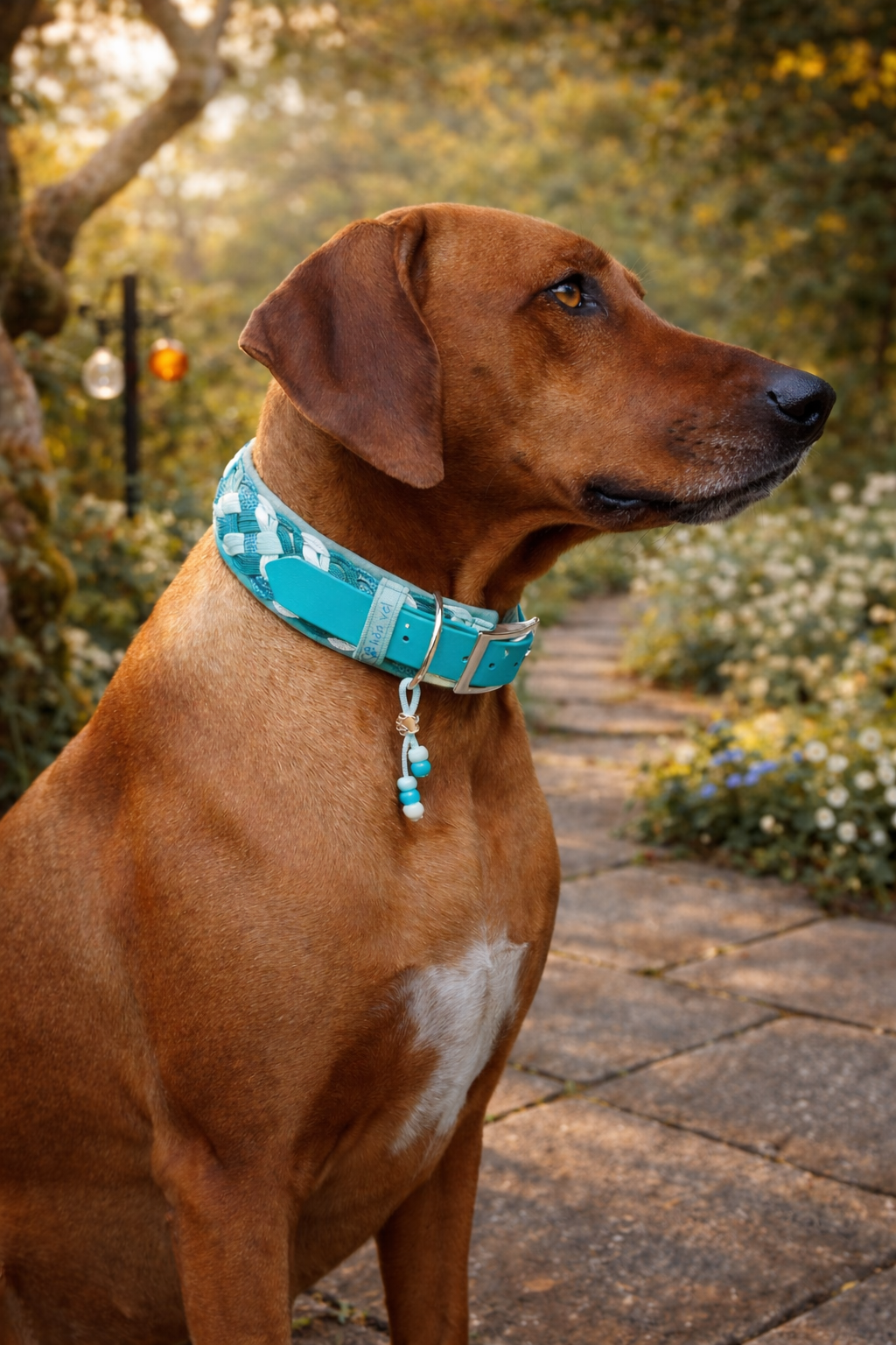 Paracordhalsband gepolstert in Teal-Mint verstellbar
