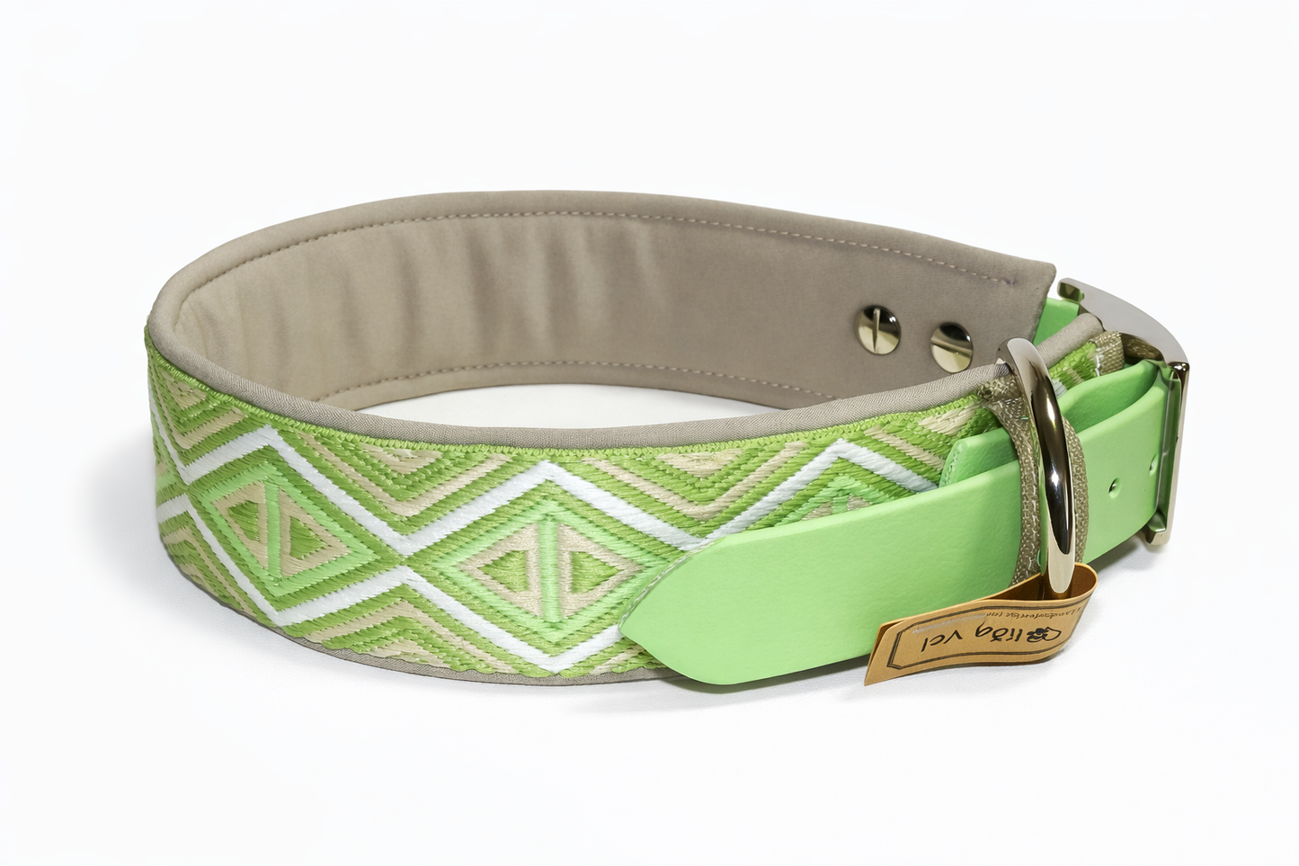 Hundehalsband gepolstert in grün verstellbar