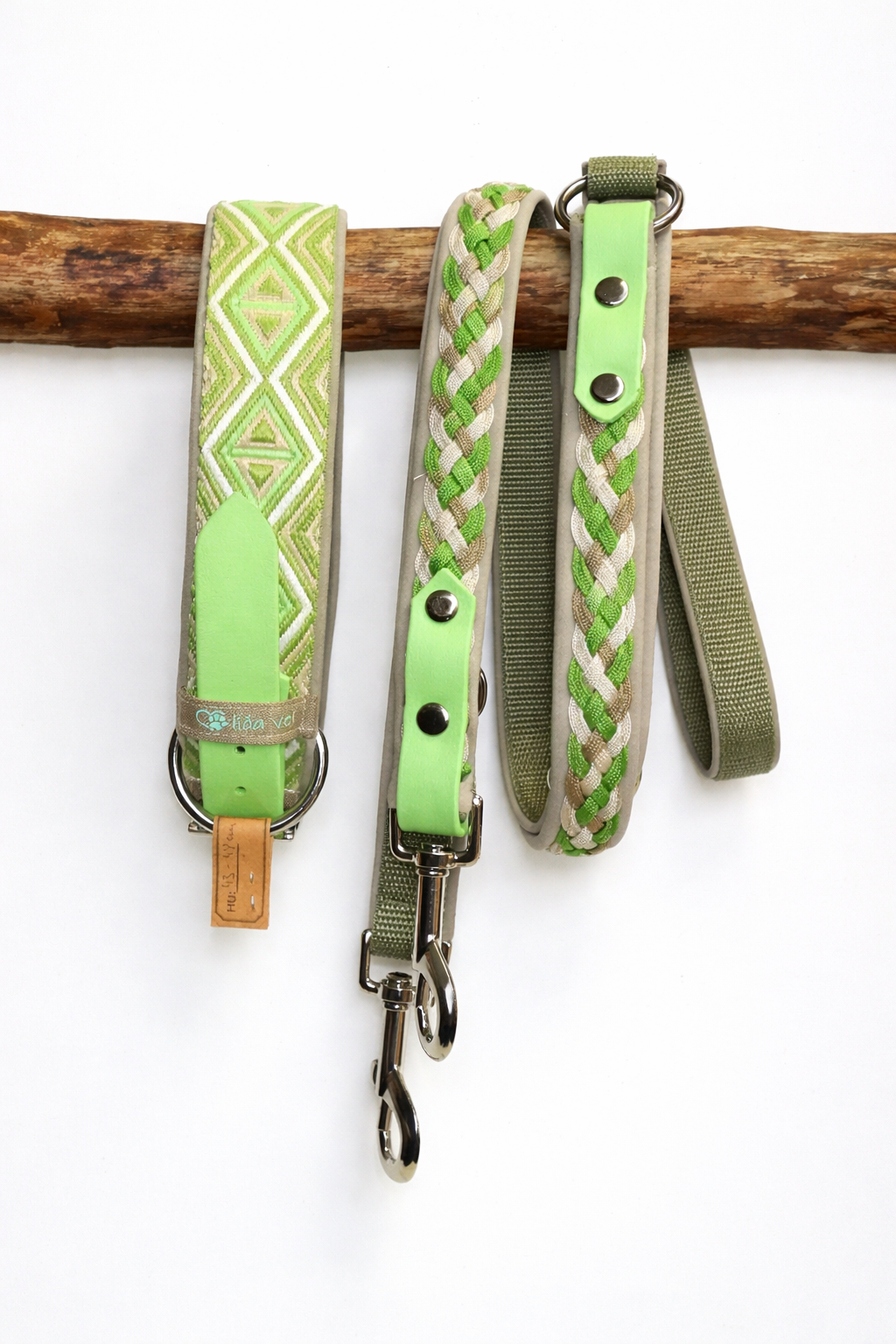 Hundehalsband gepolstert in grün verstellbar