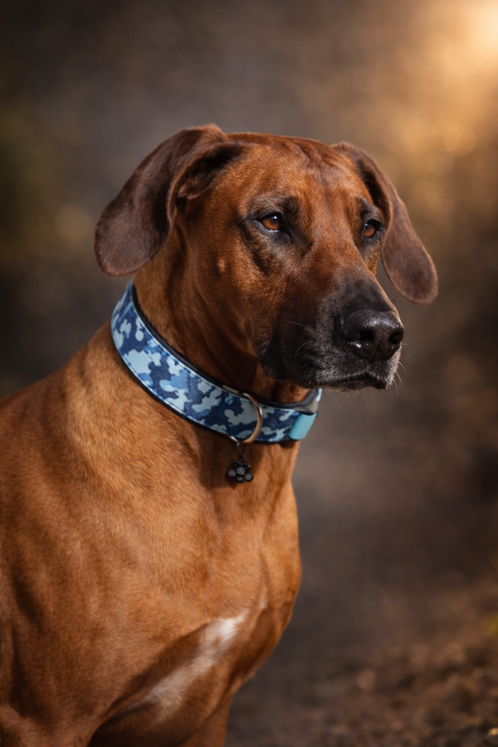 Hundehalsband gepolstert in Camouflage Blau verstellbar