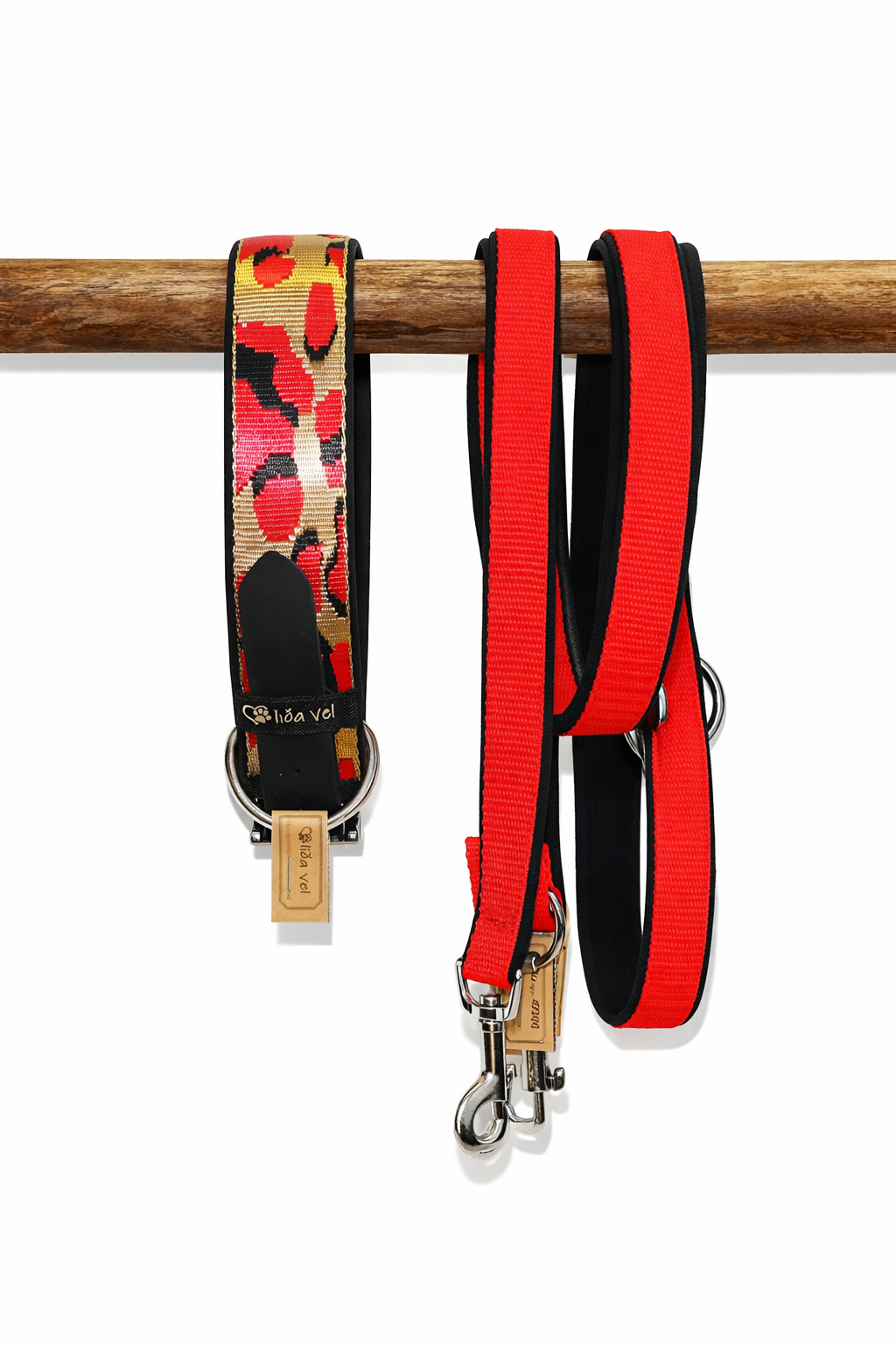 Hundehalsband gepolstert in Leo Rot verstellbar