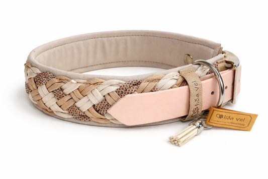 Paracordhalsband gepolstert in beige verstellbar
