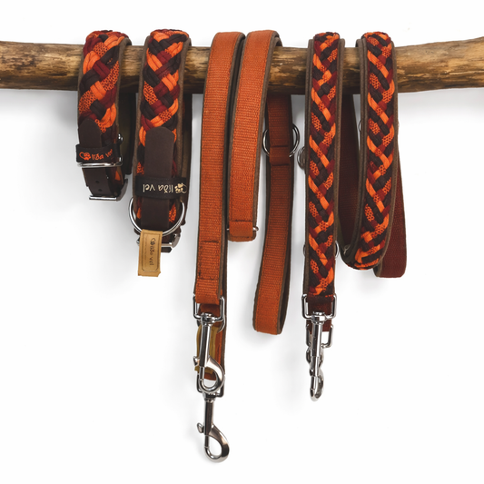 Paracordhalsband gepolstert in orange-braun verstellbar