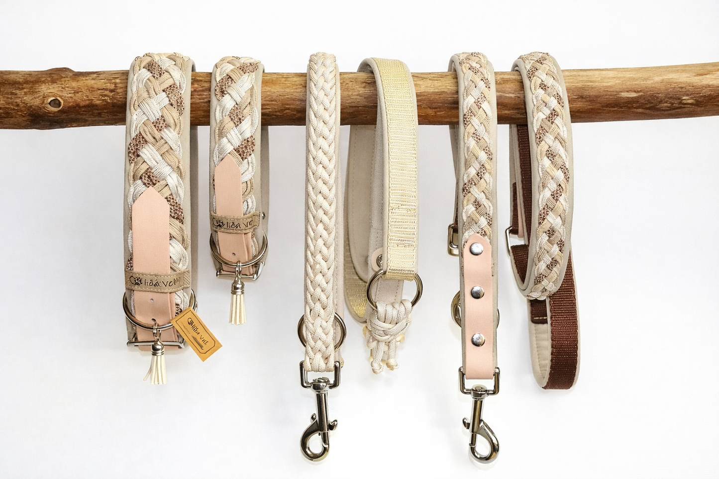 Paracordhalsband gepolstert in beige verstellbar