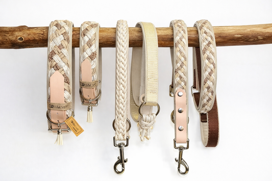 Paracordhalsband gepolstert in beige verstellbar