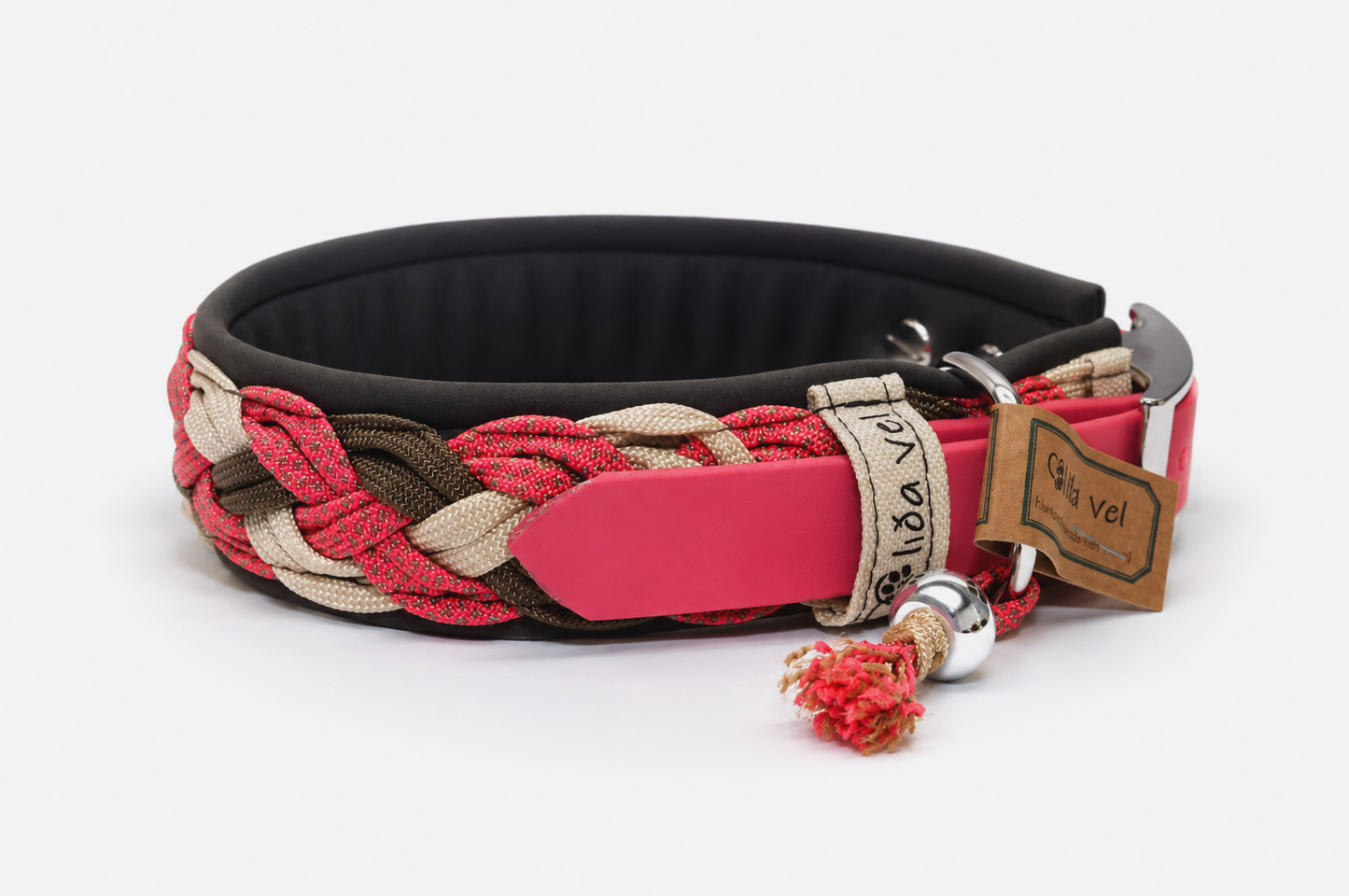 Paracordhalsband gepolstert in coralle verstellbar