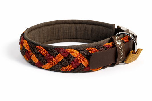 Paracordhalsband gepolstert in orange-braun verstellbar