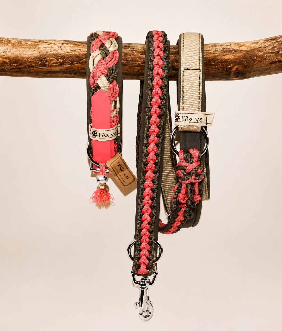 Paracordhalsband gepolstert in coralle verstellbar