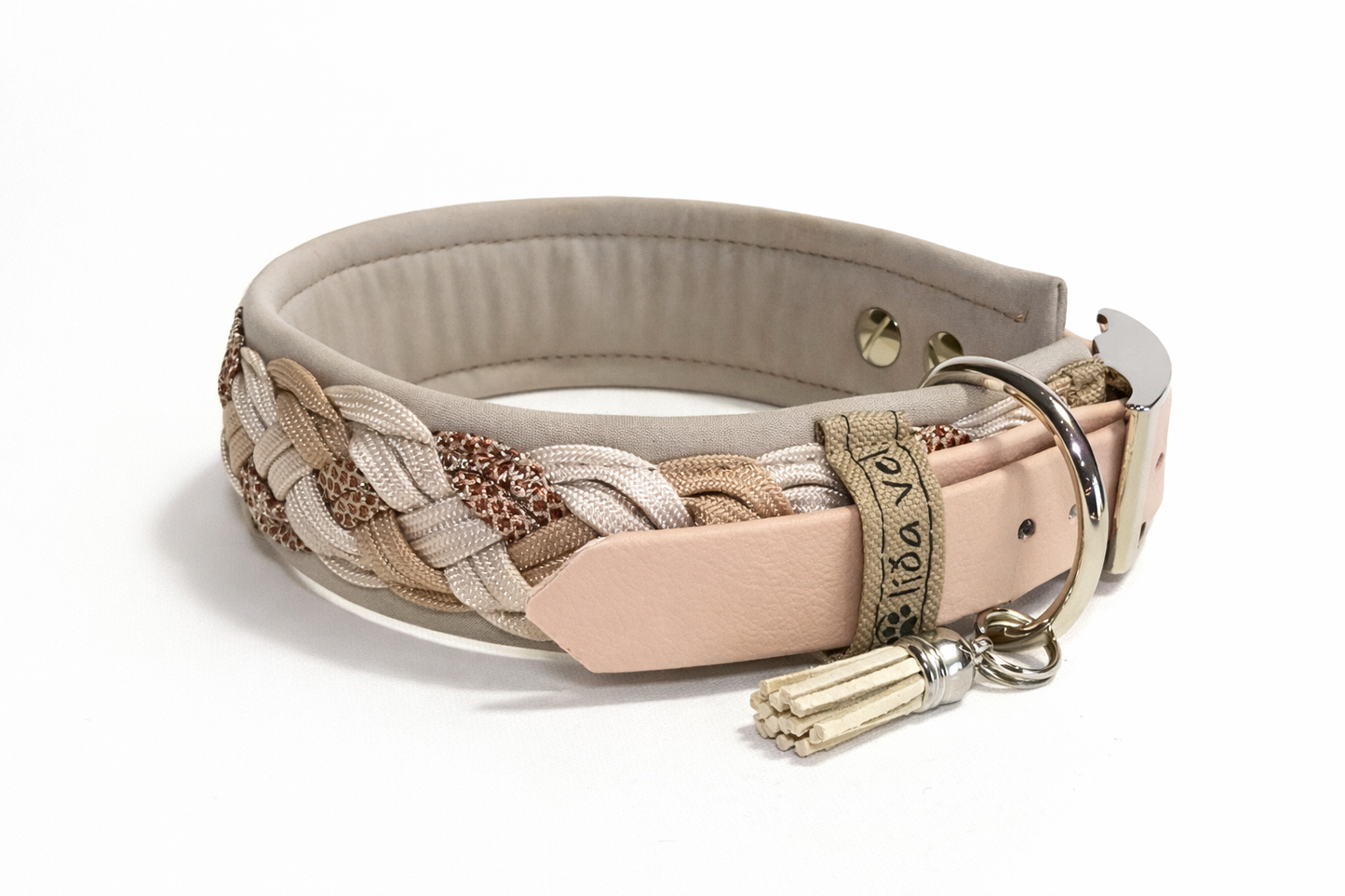 Paracordhalsband gepolstert in beige verstellbar