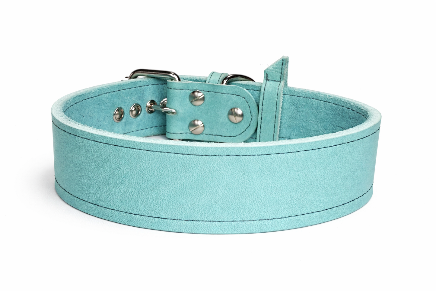 Fettlederhalsband Ice Blau