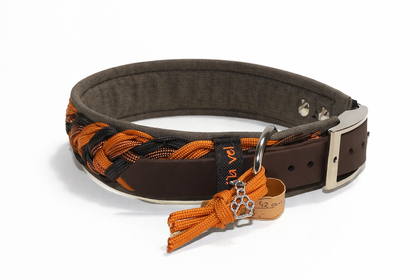 Paracordhalsband gepolstert in Cognac verstellbar