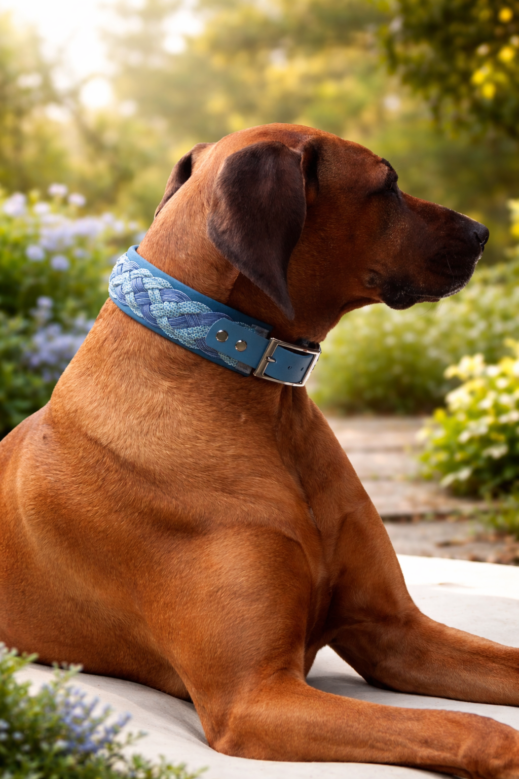 Paracordhalsband gepolstert in blau verstellbar