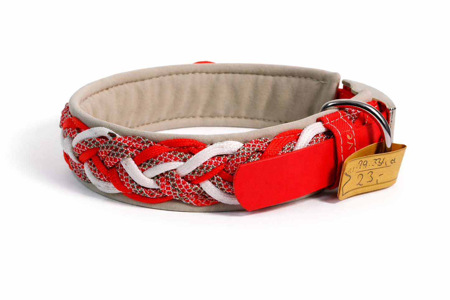 Paracordhalsband gepolstert in rot verstellbar