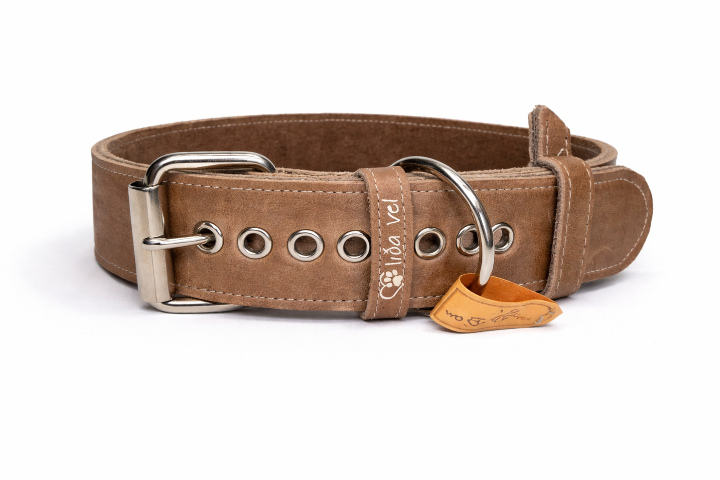 Fettlederhalsband Taupe