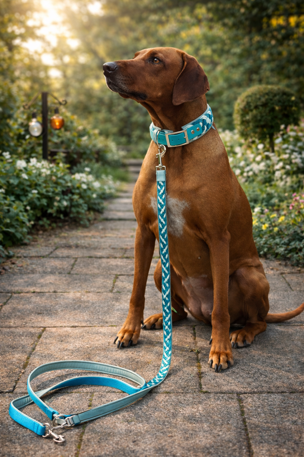 Paracordhalsband gepolstert in Teal-Mint verstellbar